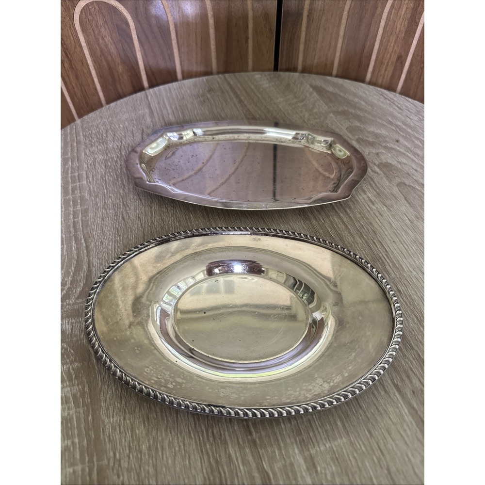 Set Of Two Silver Plated Dishes Trays